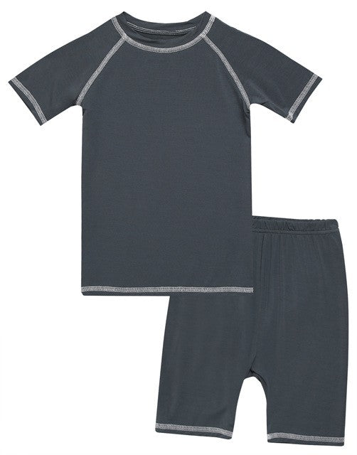 Charcoal Bamboo Stitch Short Sleeve Pajamas