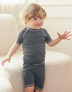 Charcoal Bamboo Stitch Short Sleeve Pajamas