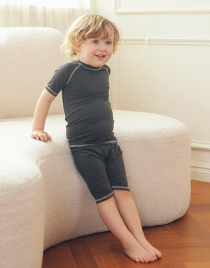 Charcoal Bamboo Stitch Short Sleeve Pajamas