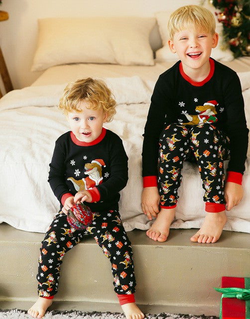 Christmas Santa Dino Long Sleeve Pajama