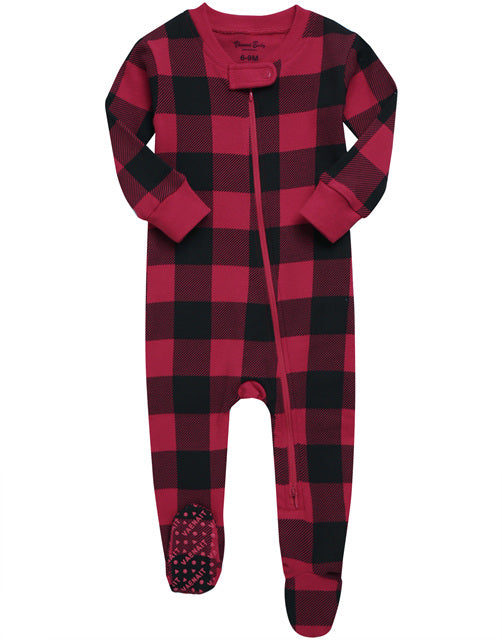 Christmas Red Black Baby Footed Sleepers