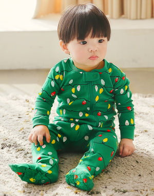 Christmas Green Light Baby Footed Sleepers