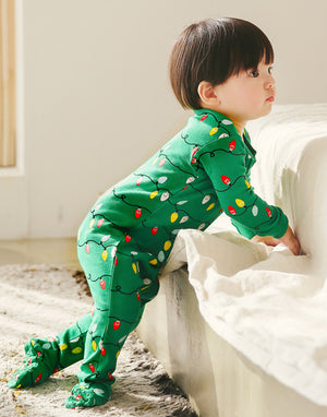 Christmas Green Light Baby Footed Sleepers