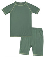 Green Bamboo Stitch Short Sleeve Pajamas