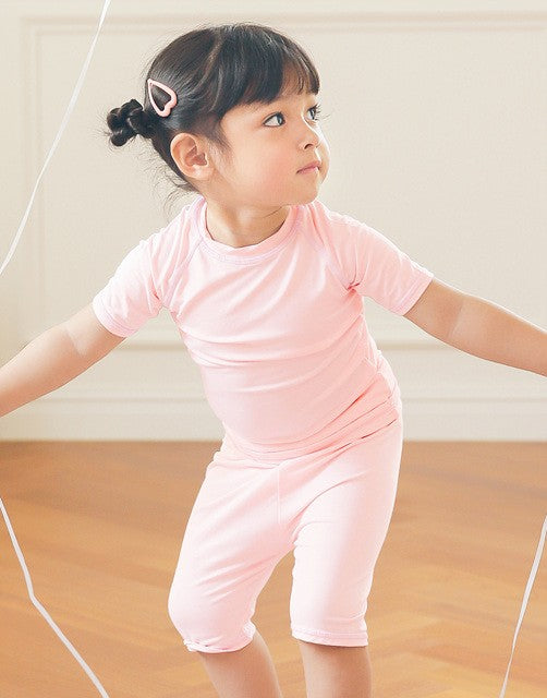 Ice Pink Bamboo Stitch Short Sleeve Pajamas