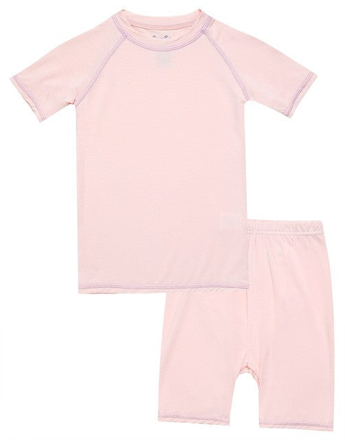 Ice Pink Bamboo Stitch Short Sleeve Pajamas