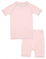 Ice Pink Bamboo Stitch Short Sleeve Pajamas