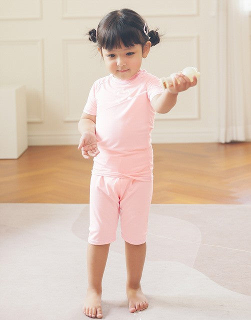 Ice Pink Bamboo Stitch Short Sleeve Pajamas