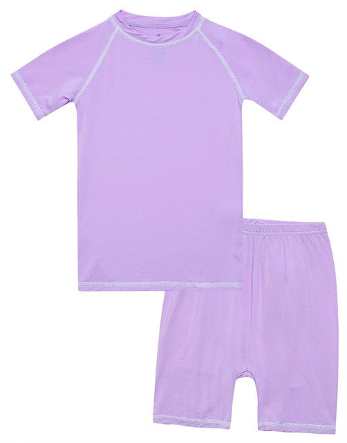 Ice Purple Bamboo Stitch Short Sleeve Pajamas