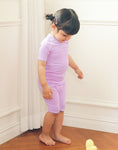 Ice Purple Bamboo Stitch Short Sleeve Pajamas