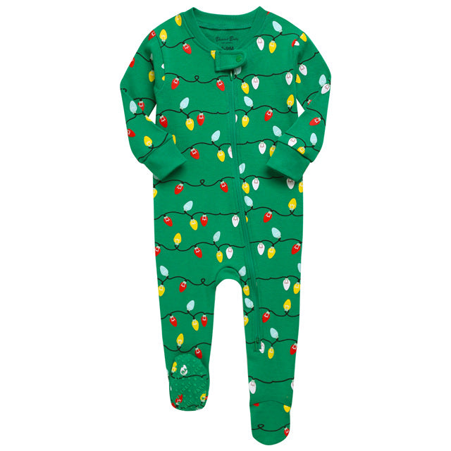 Christmas Green Light Baby Footed Sleepers