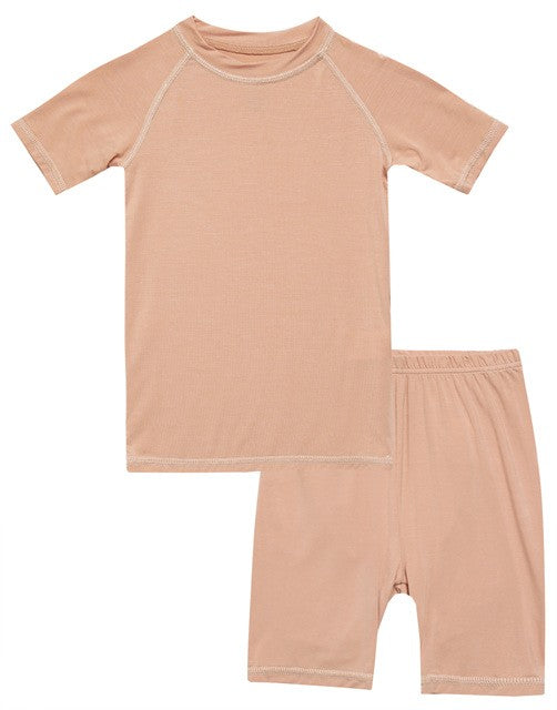 Milk Orange Bamboo Stitch Short Sleeve Pajamas