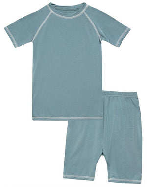 Silver Green Bamboo Stitch Short Sleeve Pajamas