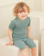 Silver Green Bamboo Stitch Short Sleeve Pajamas