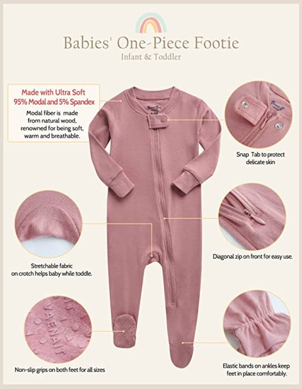 Indi Pink Cloud Baby Footed Sleepers