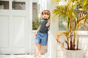 Deep Grey Short Sleeve Swimsuit Top