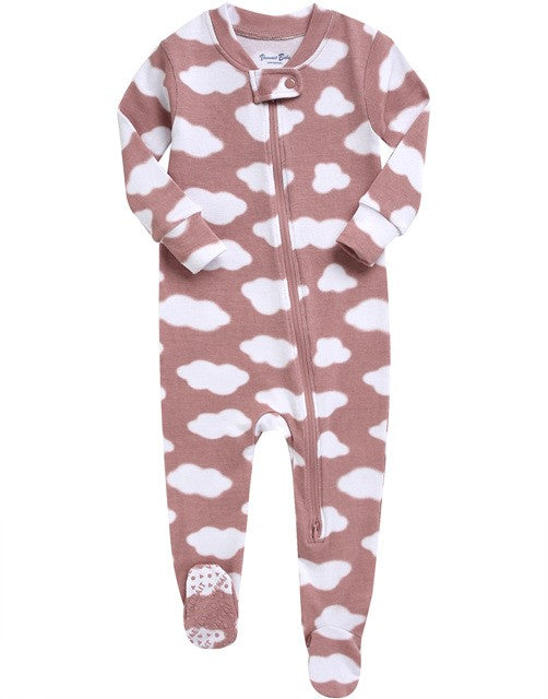 Indi Pink Cloud Baby Footed Sleepers