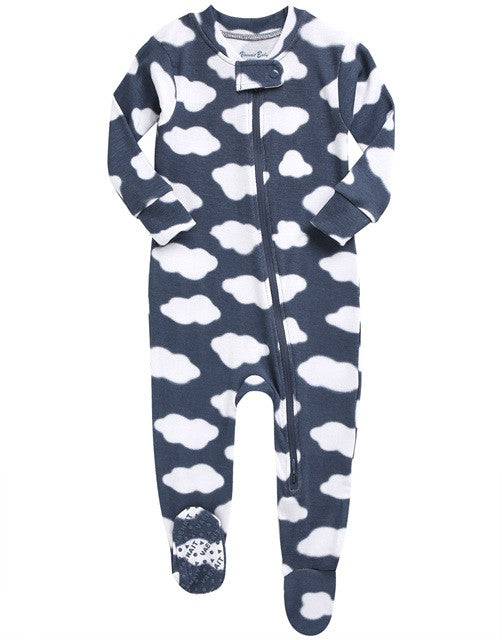 Navy Cloud Baby Footed Sleepers