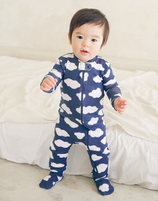 Navy Cloud Baby Footed Sleepers