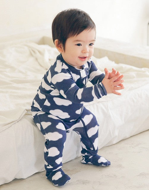 Navy Cloud Baby Footed Sleepers