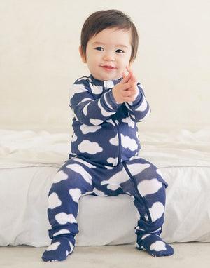 Navy Cloud Baby Footed Sleepers