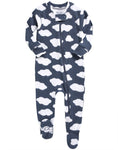 Navy Cloud Baby Footed Sleepers