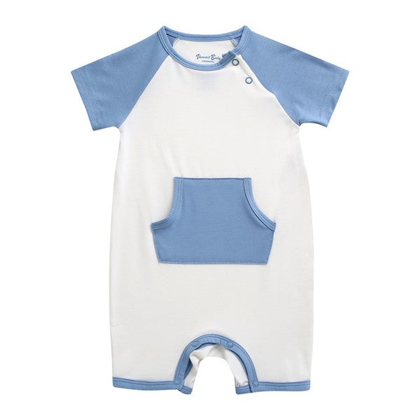 Blue Pocket Bamboo Baby Romper