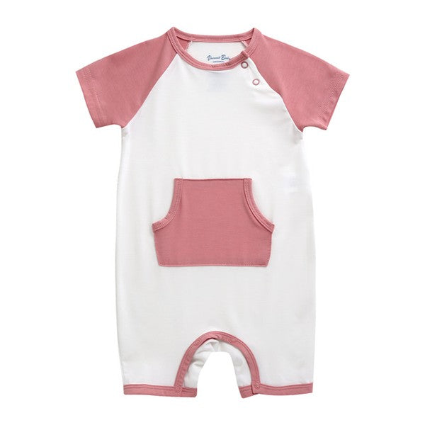 Rose Pink Pocket Bamboo Baby Romper