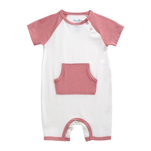 Rose Pink Pocket Bamboo Baby Romper