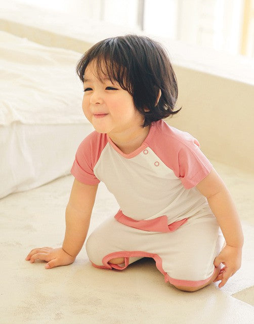 Rose Pink Pocket Bamboo Baby Romper