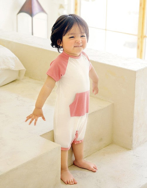 Rose Pink Pocket Bamboo Baby Romper