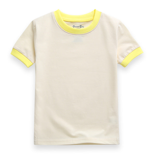 Cream Yellow Macaron Short Sleeve Pajamas