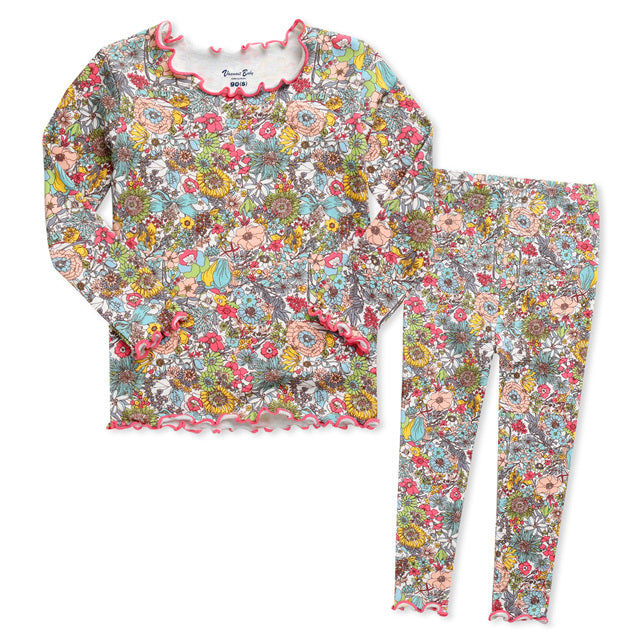 Shirring Floral Modal Long Sleeve Pajama