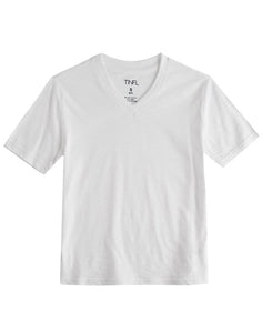 White Short Sleeve Vneck Tshirt - Go PJ Party