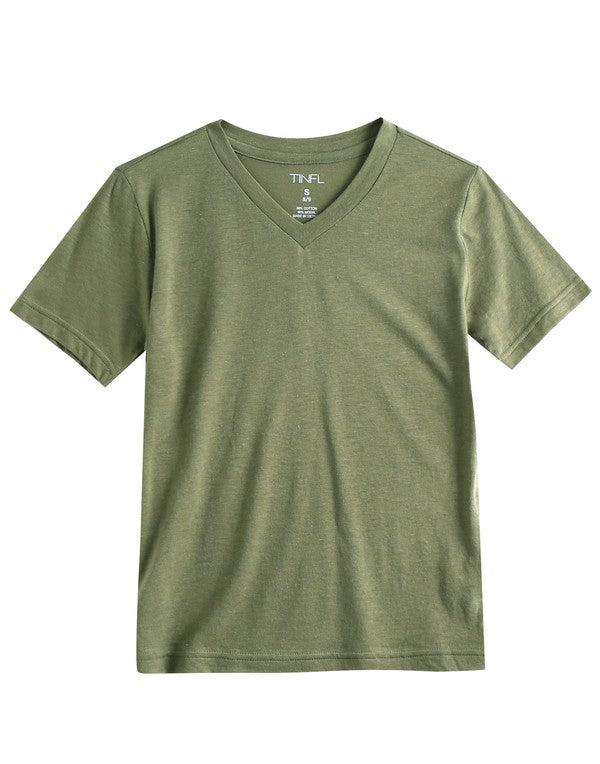 Khaki Short Sleeve Vneck Tshirt - Go PJ Party