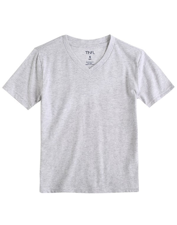 Grey Melange Short Sleeve Vneck Tshirt - Go PJ Party