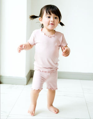 Shirring Greypink Short Sleeve Pajamas - Go PJ Party