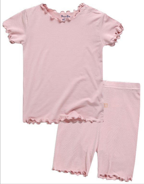 Shirring Greypink Short Sleeve Pajamas - Go PJ Party