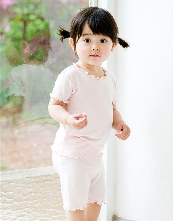 Shirring Pink Short Sleeve Pajamas - Go PJ Party