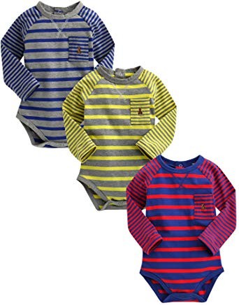 Stripe Bodysuit 3 pack (BlueGrey/YellowGrey/RedBlue) - Go PJ Party