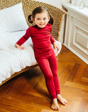 Modal Long Sleeve Pajama (Light Red/Dark Red)