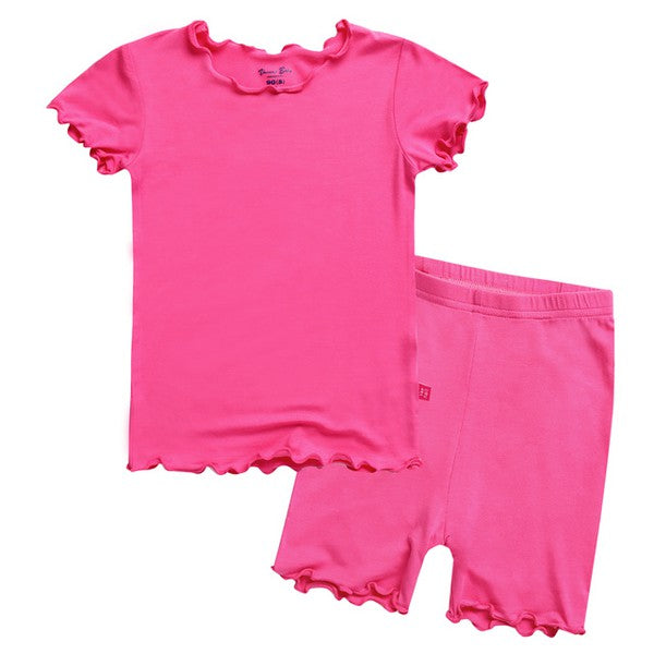 Shirring Magenta Pink Short Sleeve Pajamas