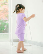 Shirring Light Purple Short Sleeve Pajamas