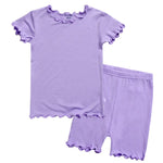 Shirring Light Purple Short Sleeve Pajamas