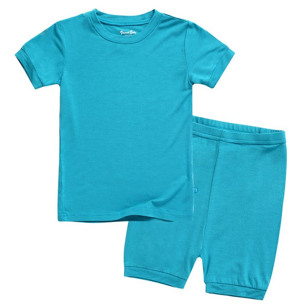 Colorful Aqua Blue Short Sleeve Pajamas