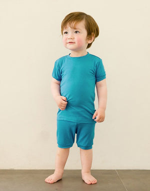 Colorful Aqua Blue Short Sleeve Pajamas