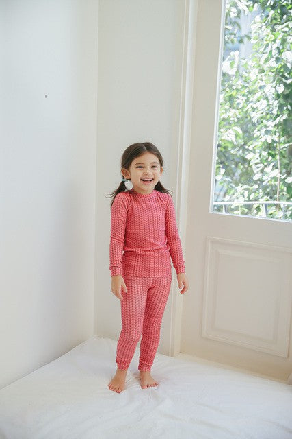 Cozy Knit Dark Pink Long Sleeve Pajama