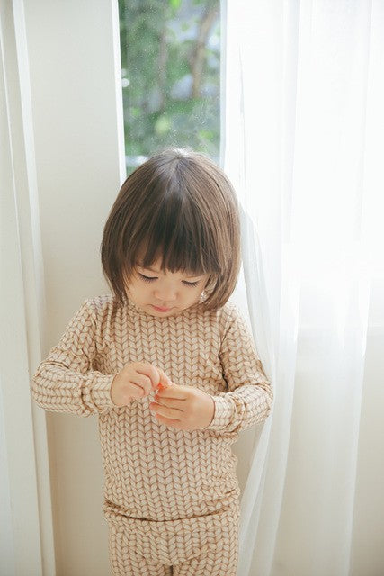 Cozy Knit Beige Long Sleeve Pajama