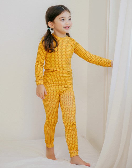 Cozy Knit Mustard Long Sleeve Pajama