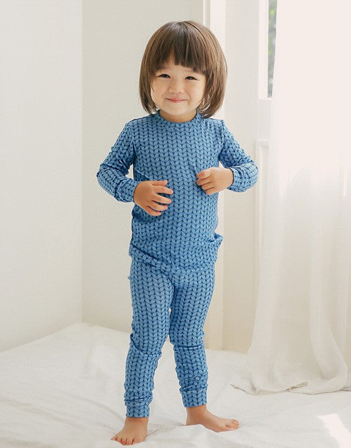 Cozy Knit Blue Long Sleeve Pajama